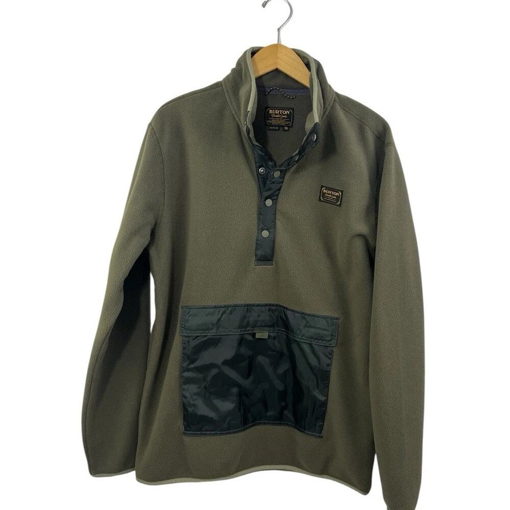 Burton Hearth Fleece Pullover Men’s Medium Green Camouflage Gorpcore Jacket Hike - Picture 2 of 8